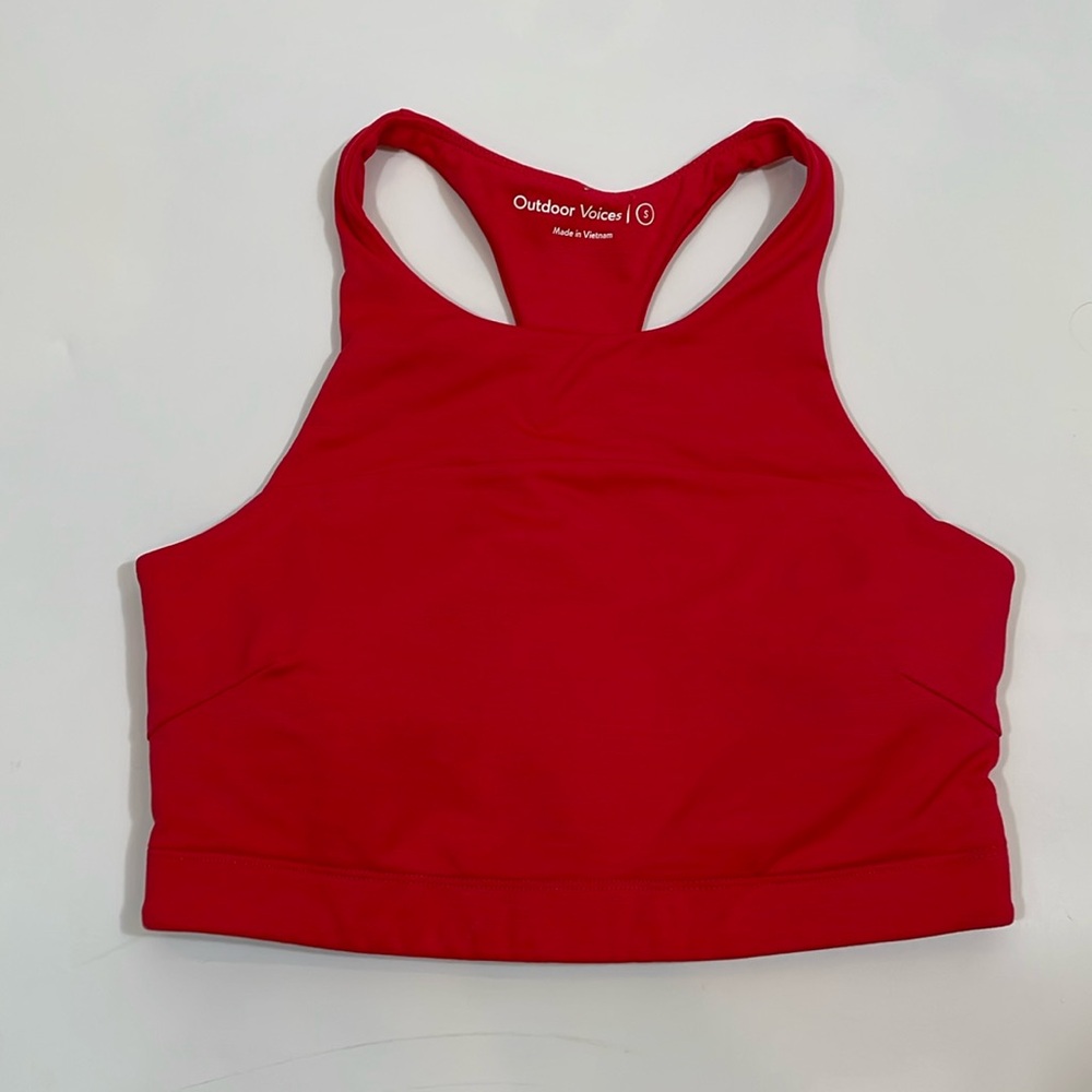 Outdoor Voices Top Sports Bra Size S High Neck Red EUC